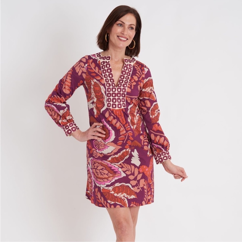 C. K. Bradley Purple Orange‎ Patterned Dress Women's Chic